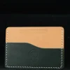 Na míru šitá kožená peněženka Art by Petr Bures - doživotní záruka na šití3 Card holder - tvá poslední peněženka - Písková, Zelená Bílá