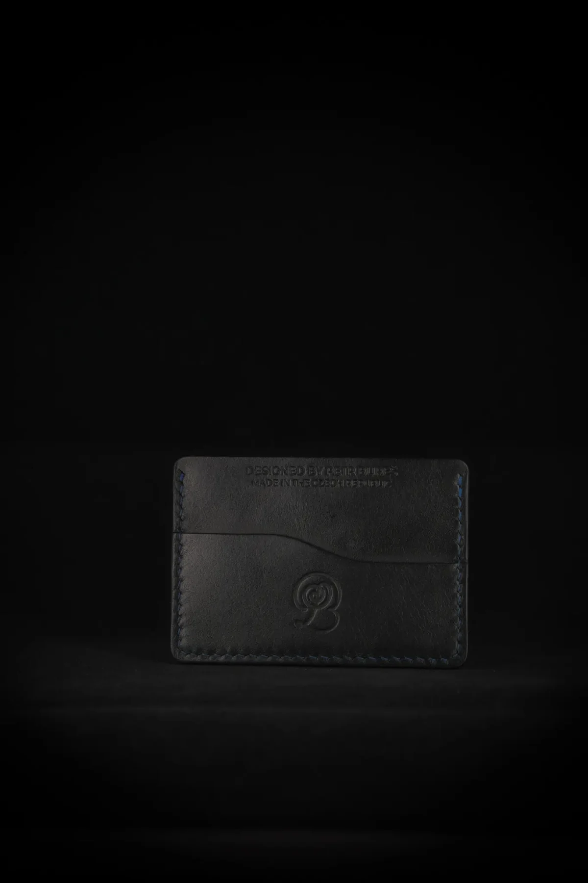 Premium leather small wallet3 Card holder - tvá poslední peněženka - Černá Modrá